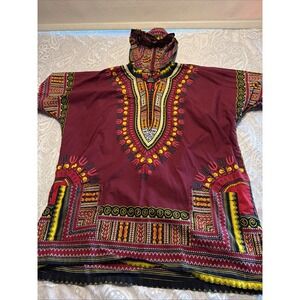 Tia Dashiki Mens hooded Hippie Shirt  Tribal, Festival, Summer Vibe,